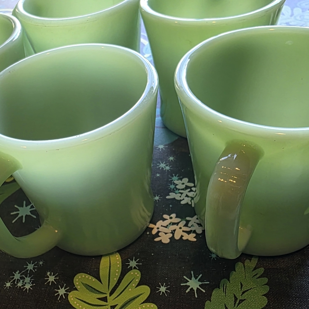 Set of 5 Authentic Fire King Jadeite Coffee Cups